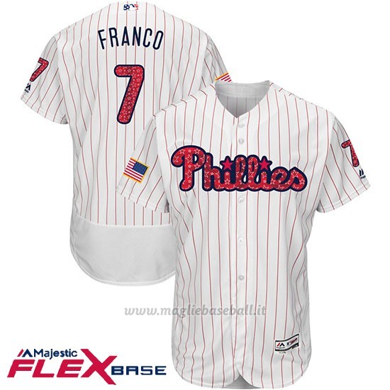 Maglia Baseball Uomo Philadelphia Phillies 2017 Estrellas y Rayas Maikel Franco Bianco Flex Base
